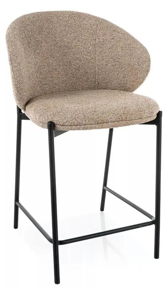 Scaun bar KIOTO H-2, bej/negru, stofă/metal, 54x44x90 cm