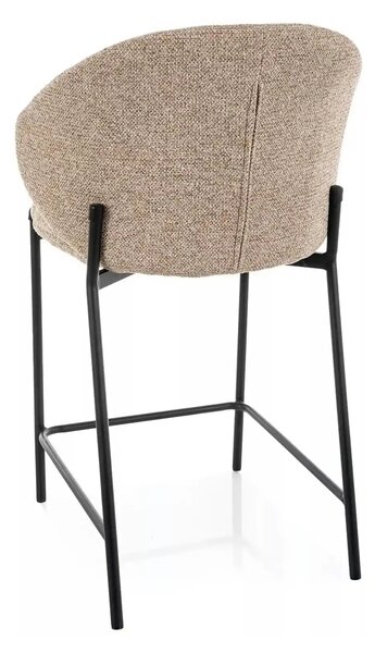 Scaun bar KIOTO H-2, bej/negru, stofă/metal, 54x44x90 cm