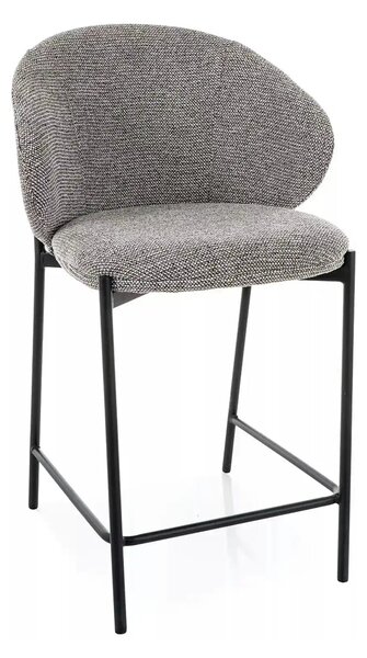 Scaun bar KIOTO H-2, gri/negru, stofă/metal, 54x44x90 cm