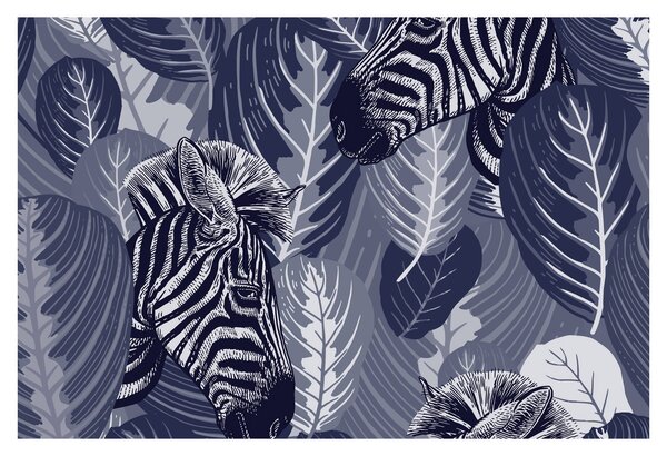 Tablou - Zebre între frunze (90x60 cm)
