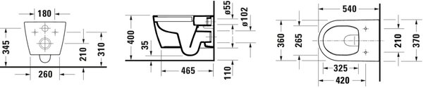 Duravit ME by Starck vas wc agăţat fără margine alb 2584092000