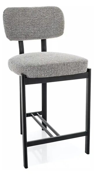 Scaun bar MISAKI H-2, gri/negru, stofă/metal, 45x44x92 cm