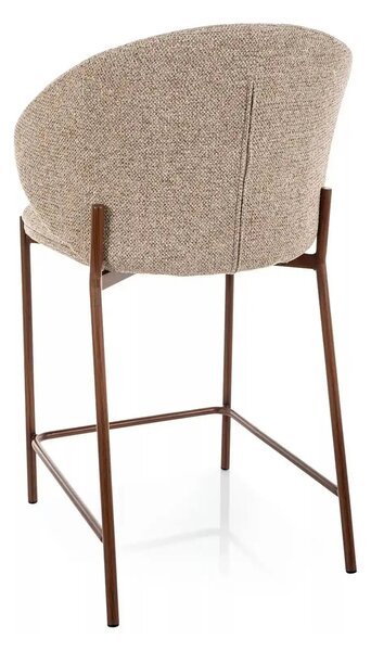 Scaun bar KIOTO H-2, bej/nuc, stofă/metal, 54x44x90 cm