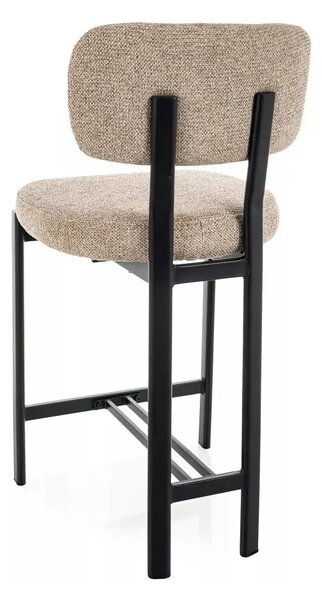 Scaun bar MISAKI H-2, bej/negru, stofă/metal, 45x44x92 cm