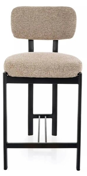 Scaun bar MISAKI H-2, bej/negru, stofă/metal, 45x44x92 cm