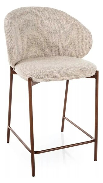 Scaun bar KIOTO H-2, bej deschis/nuc, stofă/metal, 54x44x90 cm