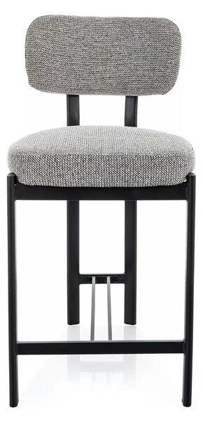 Scaun bar MISAKI H-2, gri/negru, stofă/metal, 45x44x92 cm