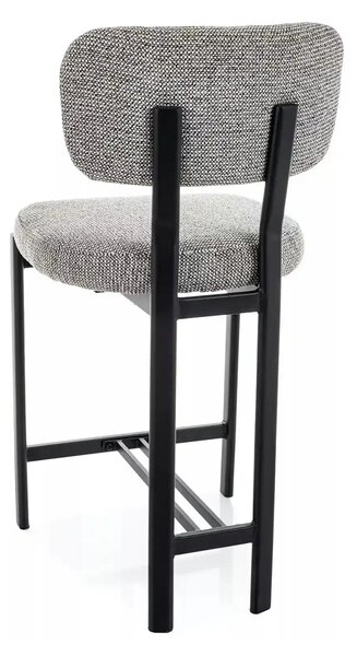 Scaun bar MISAKI H-2, gri/negru, stofă/metal, 45x44x92 cm