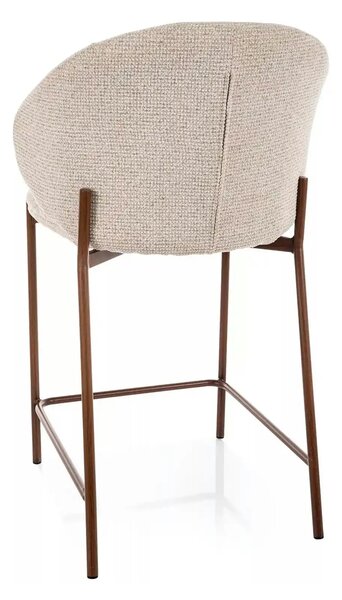 Scaun bar KIOTO H-2, bej deschis/nuc, stofă/metal, 54x44x90 cm