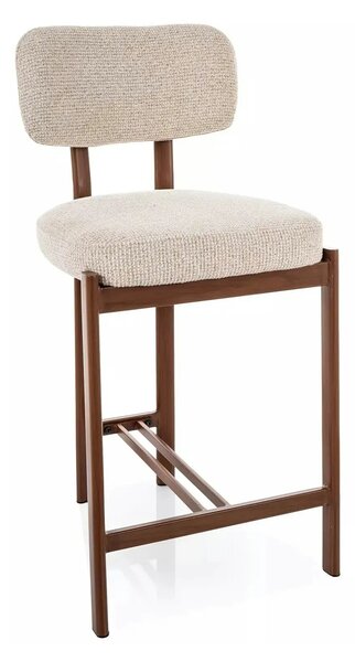 Scaun bar MISAKI H-2, bej deschis/nuc, stofă/metal, 45x44x92 cm