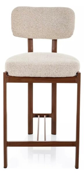 Scaun bar MISAKI H-2, bej deschis/nuc, stofă/metal, 45x44x92 cm