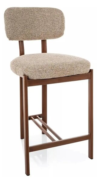 Scaun bar MISAKI H-2, bej/nuc, stofă/metal, 45x44x92 cm