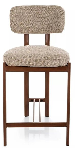 Scaun bar MISAKI H-2, bej/nuc, stofă/metal, 45x44x92 cm