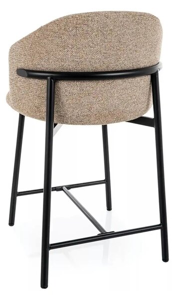 Scaun bar OSAKA H-2, bej/negru, stofă/metal, 54x43x88 cm