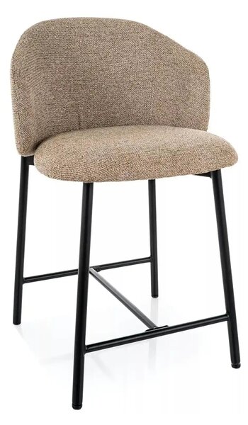 Scaun bar OSAKA H-2, bej/negru, stofă/metal, 54x43x88 cm