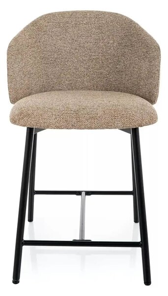 Scaun bar OSAKA H-2, bej/negru, stofă/metal, 54x43x88 cm