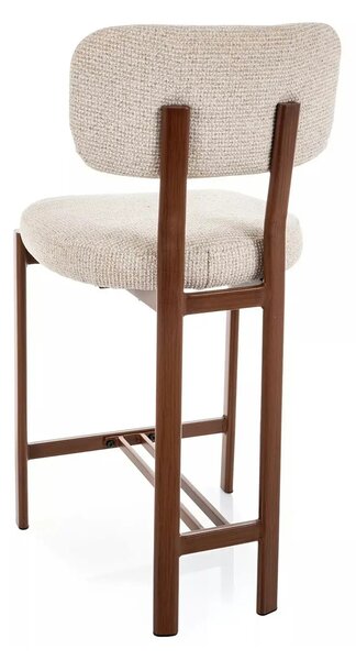 Scaun bar MISAKI H-2, bej deschis/nuc, stofă/metal, 45x44x92 cm
