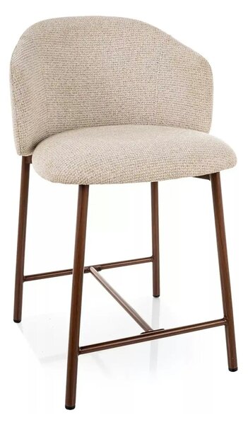 Scaun bar OSAKA H-2, bej deschis/nuc, stofă/metal, 54x43x88 cm
