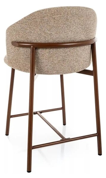 Scaun bar OSAKA H-2, bej/nuc, stofă/metal, 54x43x88 cm