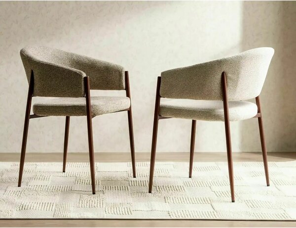 Scaun AKITA D, bej deschis/nuc, stofă/metal, 56x48x78 cm