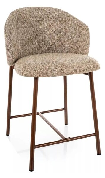 Scaun bar OSAKA H-2, bej/nuc, stofă/metal, 54x43x88 cm
