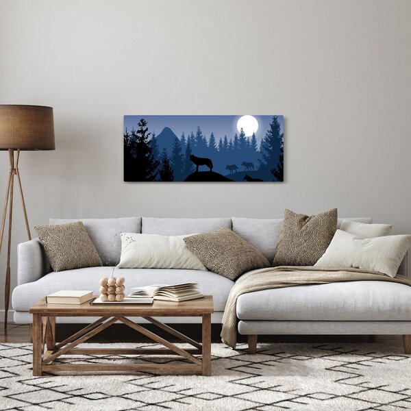 Tablou - Haita de lupi sub lună plină (120x50 cm)