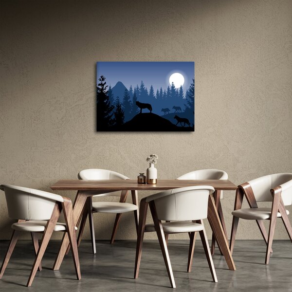 Tablou - Haita de lupi sub lună plină (70x50 cm)