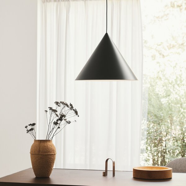FRANDSEN Lampă suspendată Benjamin, Ø 46 cm, negru, reglabil, Negru, Camera de zi / sufragerie, Metal, Design