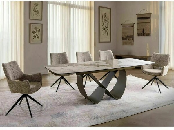 Scaun FINO I, bej/negru, stofă/metal, 56x44x87 cm