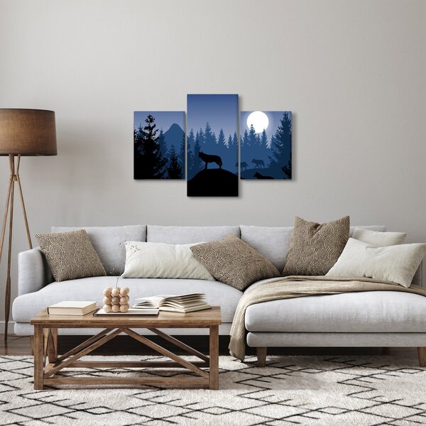 Tablou - Haita de lupi sub lună plină (90x60 cm)