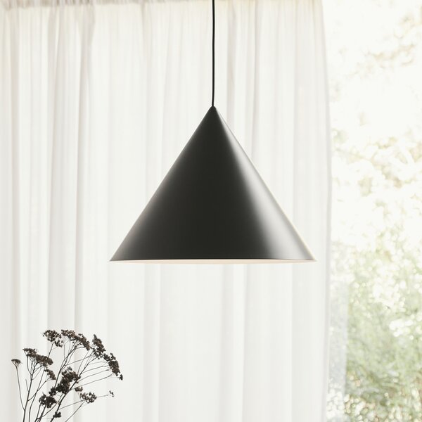 FRANDSEN Lampă suspendată Benjamin, Ø 46 cm, negru, reglabil, Negru, Camera de zi / sufragerie, Metal, Design