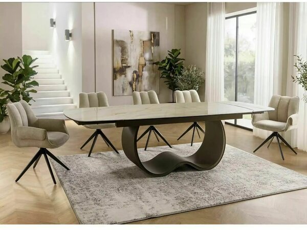 Scaun GIO, bej deschis/negru, stofă/metal, 62x46x86 cm