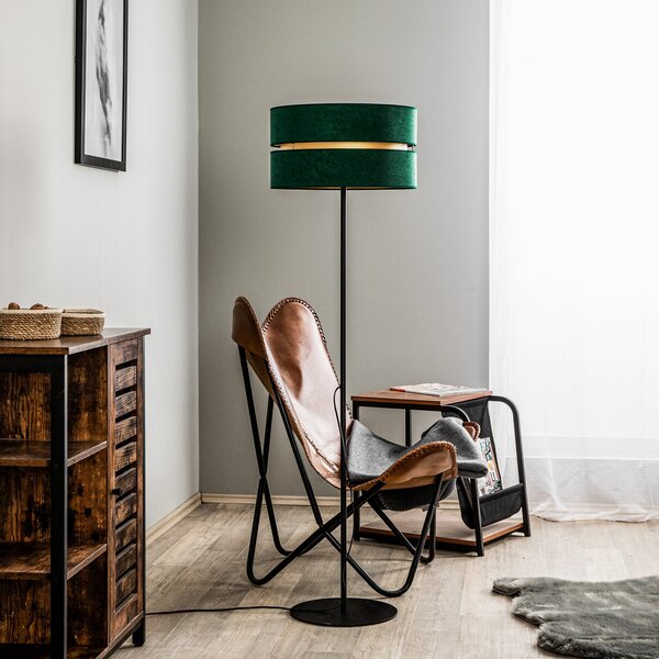 Duolla Lampadar Duo, verde/auriu, Ø 40 cm, 1 bec, Negru, Camera de zi / sufragerie, Metal