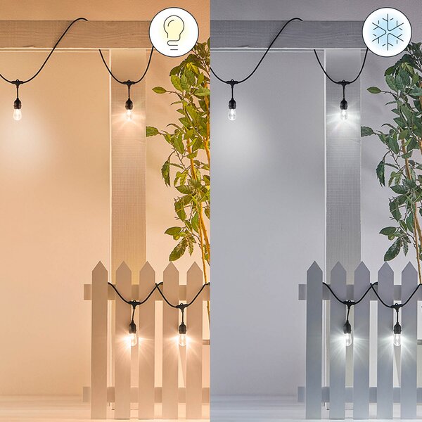 WiZ Șir de lumini Lanț LED pentru exterior, 14,8 m, CCT, RGB, reglabil, Negru, Plastic, Modern