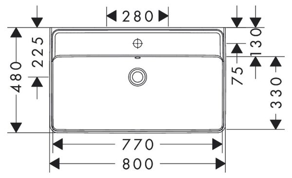 Hansgrohe Xanuia Q lavoar 80x48 cm dreptunghiular clasică alb luciu 60225450