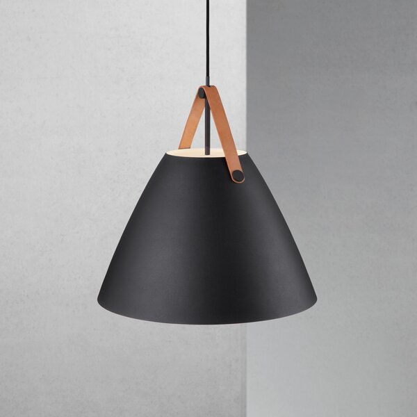 DFTP by Nordlux Lampă suspendată Strap cu abajur metalic Ø 48 cm negru, reglabil, Negru, Camera de zi / sufragerie, Metal, Scandinavă