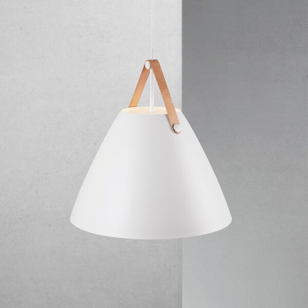 DFTP by Nordlux Lampă suspendată Strap cu abajur metalic Ø 48 cm alb, reglabil, Alb, Camera de zi / sufragerie, Metal, Scandinavă