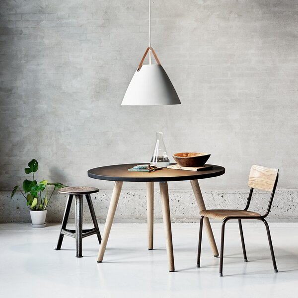 DFTP by Nordlux Lampă suspendată Strap cu abajur metalic Ø 48 cm alb, reglabil, Alb, Camera de zi / sufragerie, Metal, Scandinavă