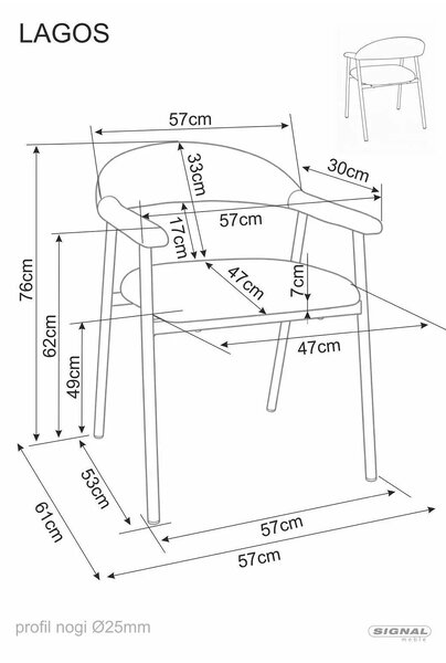 Scaun LAGOS D, bej/nuc, stofă/metal, 57x47x76 cm