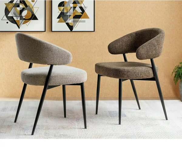 Scaun LUCIO, cappuccino/negru, stofă/metal, 55x50x80 cm
