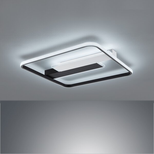 FISCHER & HONSEL Plafonieră LED Blithe 50x50cm, ramă, reglabil, Negru, Camera de zi / sufragerie, Metal, Modern