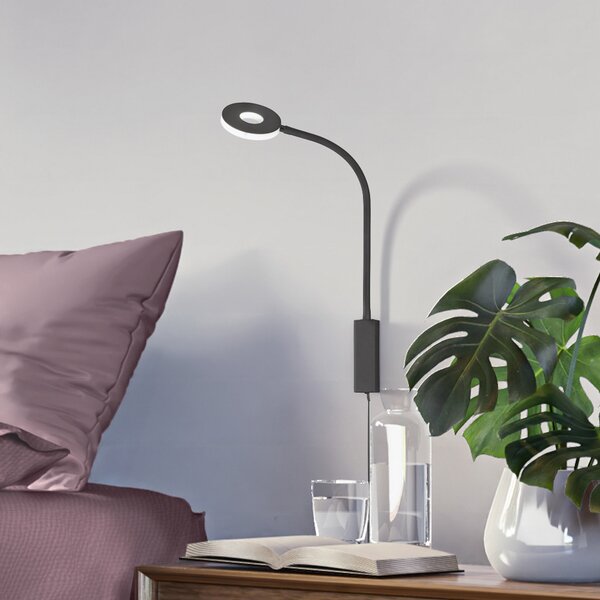 FISCHER & HONSEL Aplică de perete LED Cama cu braț reglabil, Negru, Camera de zi / sufragerie, Metal, Modern, Soclu de perete jos