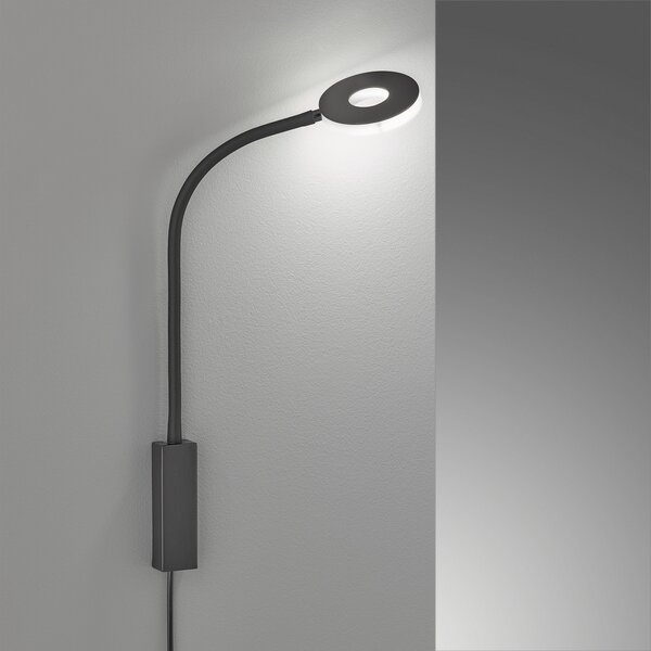 FISCHER & HONSEL Aplică de perete LED Cama cu braț reglabil, Negru, Camera de zi / sufragerie, Metal, Modern, Soclu de perete jos