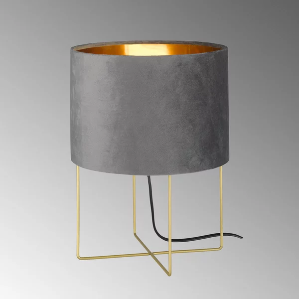 FISCHER & HONSEL Lampă de masă Aura, abajur din catifea, înălțime 32 cm, gri, Gri, Camera de zi / sufragerie, Țesătură / Textil