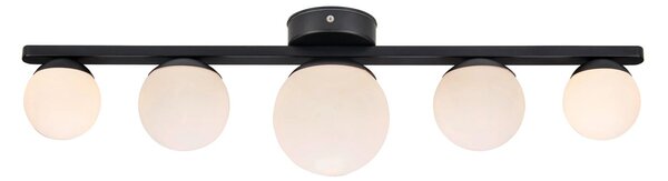 Markslöjd Plafonieră baie Puro negru 5 becuri sticlă, reglabil, Negru, Baie, Metal, Modern