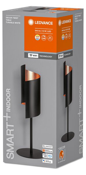 LEDVANCE SMART+ WiFi Decor Twist lampă masă negru, reglabil, Negru, Camera de zi / sufragerie, Metal, Modern