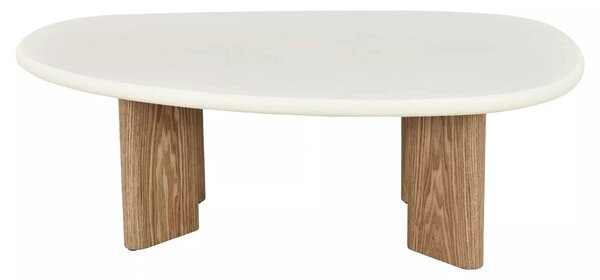 Măsuță cafea ALPEN, ecru/stejar, MDF/microciment/furnir, 130x80x42 cm