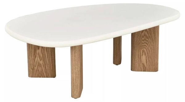 Măsuță cafea ALPEN, ecru/stejar, MDF/microciment/furnir, 130x80x42 cm