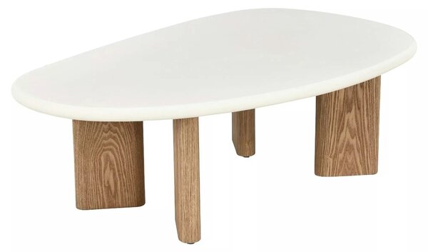 Măsuță cafea ALPEN, ecru/stejar, MDF/microciment/furnir, 130x80x42 cm