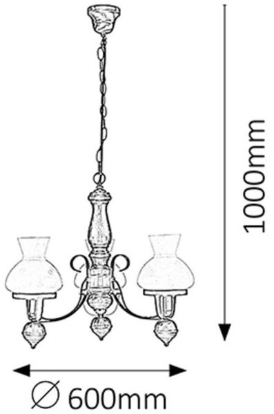 Rabalux Petronel lampă suspendată 3x60 W negru-maro 7078